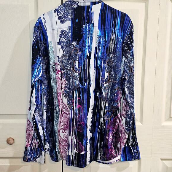 Robert Graham XL Shirt Maximalist Vintage Designer Paisley Stripe Embroidery - Picture 2 of 10